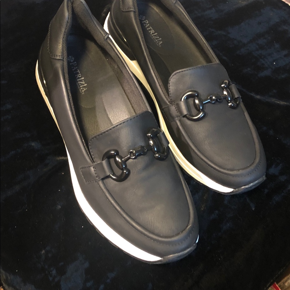 Patrizia by Spring Step Black Slip-On Leather Athletic Loafer Sneakers